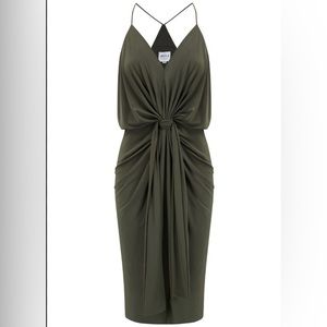Misa Los Angeles Domino MIDI Dress Olive Green NWT